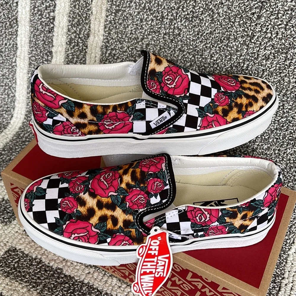 Vans Classic Slip-On Rose/Animal Check True White Multi WMNS - Picture 11 of 16